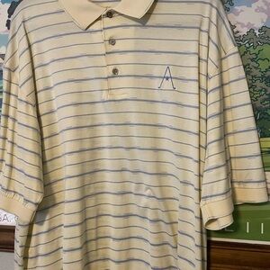 Austin Golf Club Polo Shirt XL Ben Hogan Yellow Blue Stripe Private Course Golf
